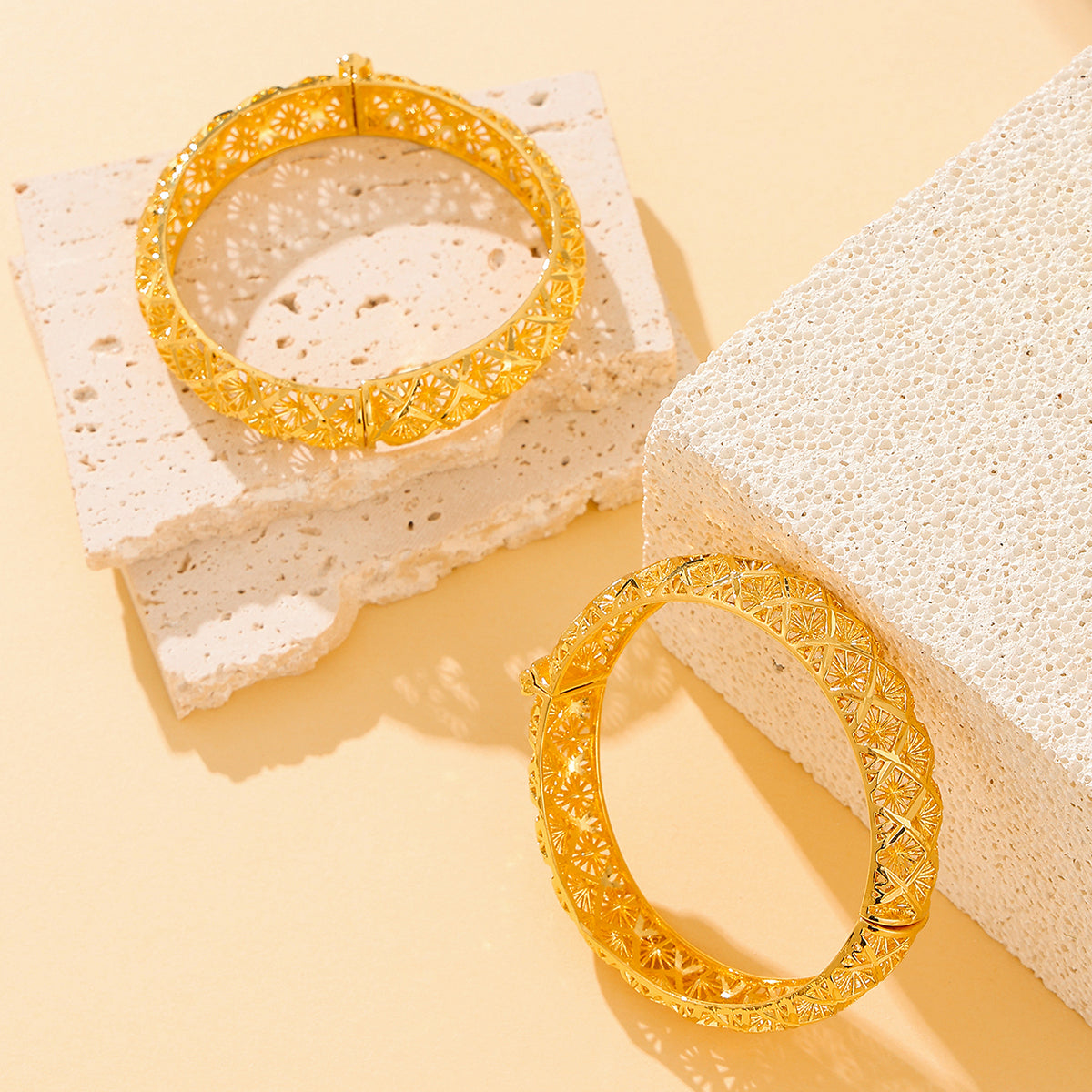 18K Gold Four Leaf Clover Cuff Bracelet - image 5