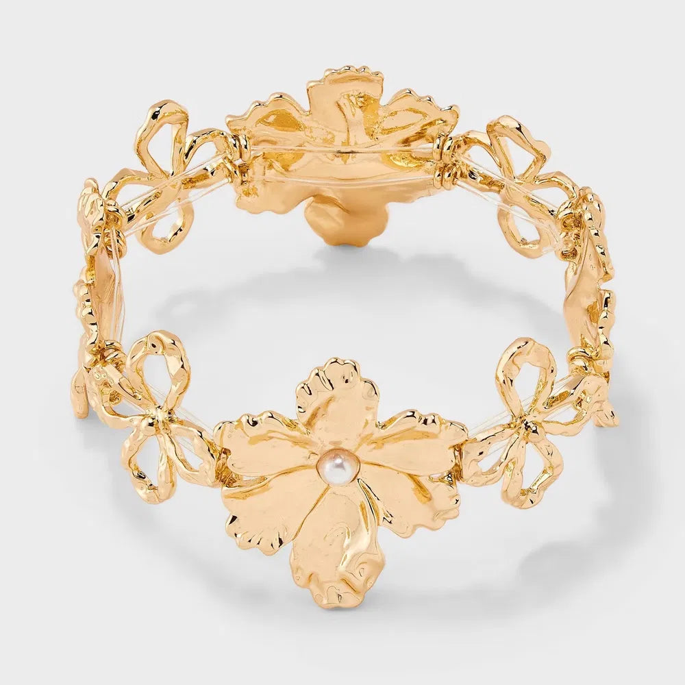 Stretch Flower Bracelet - Gold