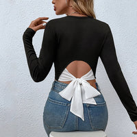 Women's Round Neck Pullover Casual Long Sleeve T-shirt Top - image 1