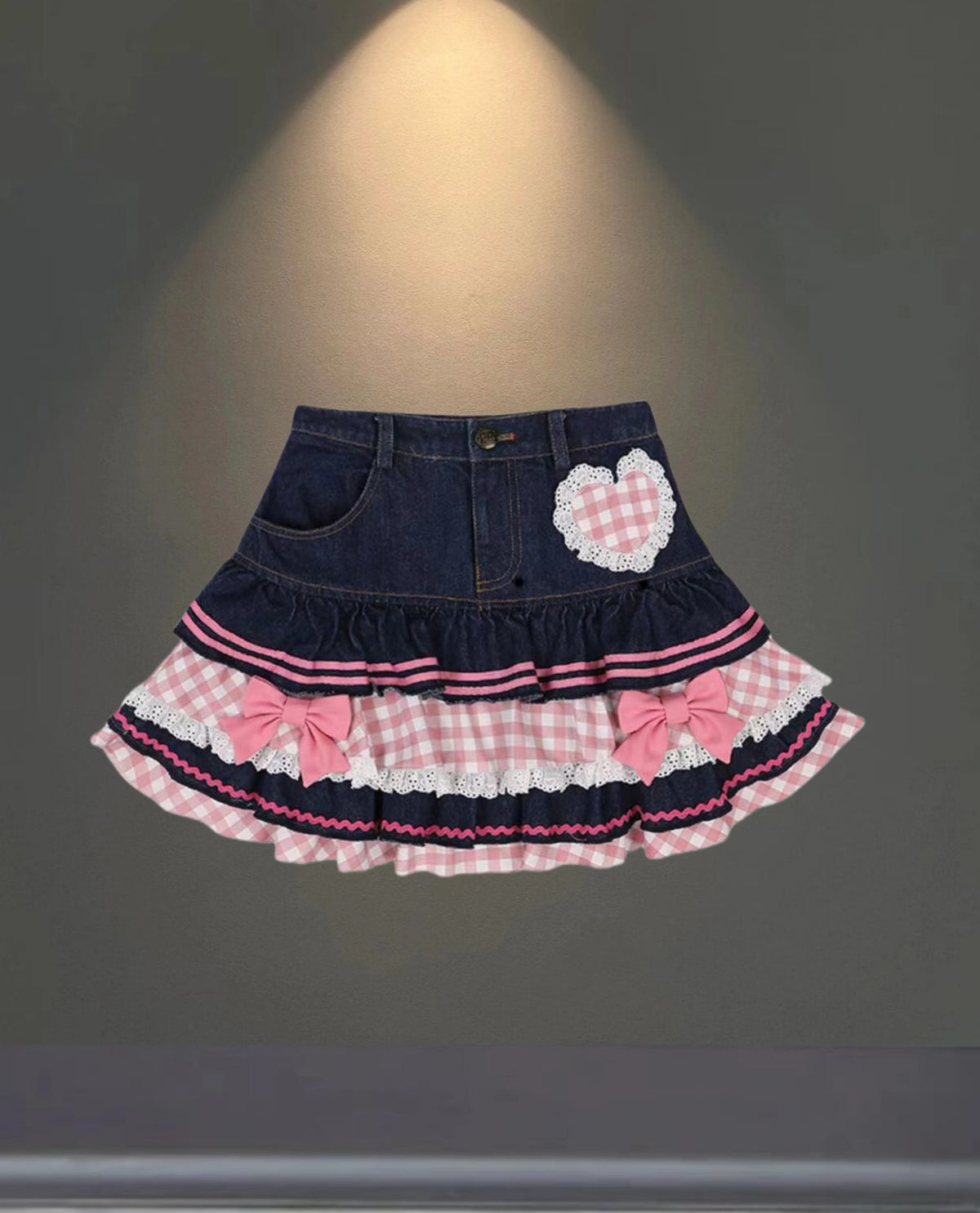 Women's Pleated Denim Skirt
