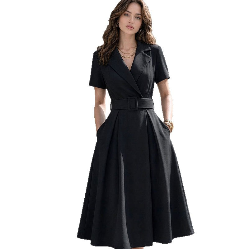 French Style V-Neck Tailored Dress - image 5