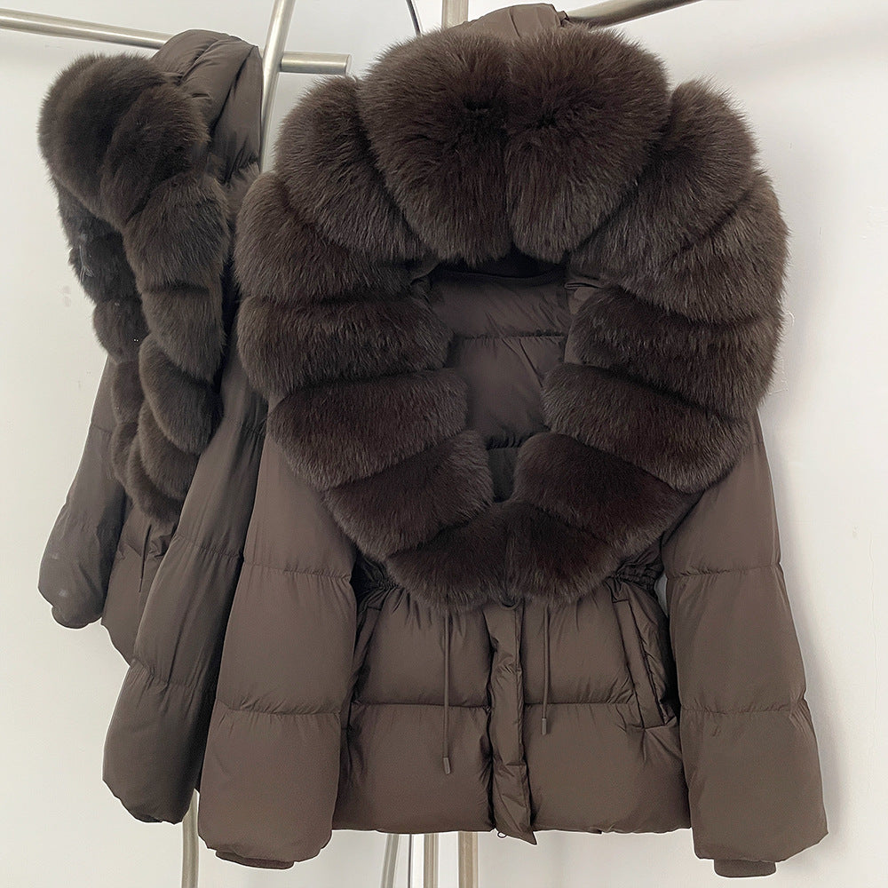 Faux Fur Collar Mid-Length Puffer Jacket - image 11