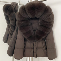 Faux Fur Collar Mid-Length Puffer Jacket - image 11