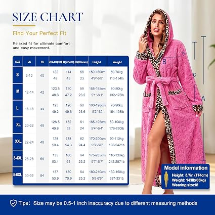 RONGTAI Women's Coral Fleece Long Robe Bathrobe, Jacquard Hearts - image 5