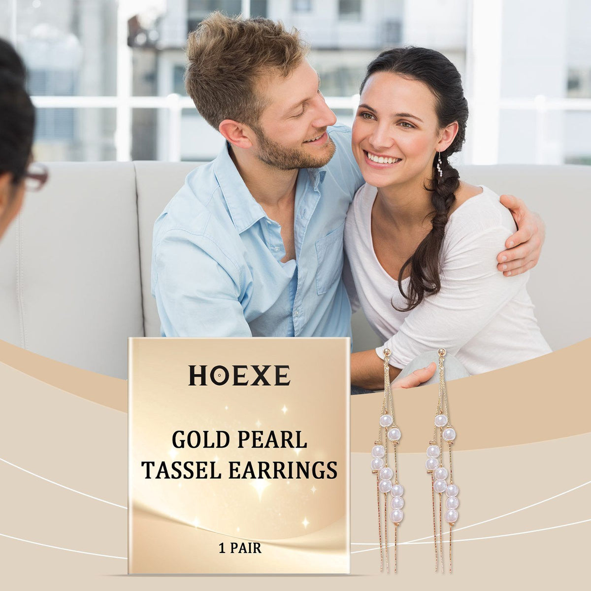 HOEXE Pearl Accent Tassel Earrings, 1 Pair - image 4