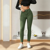 Army Green High-Waist Skinny Jeans - image 3
