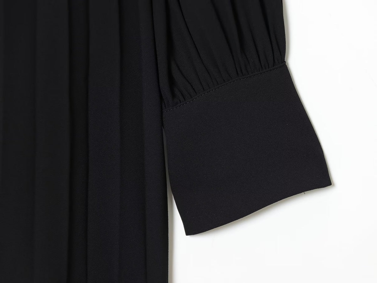 Puff Sleeve Pleated Mini Dress - image 5
