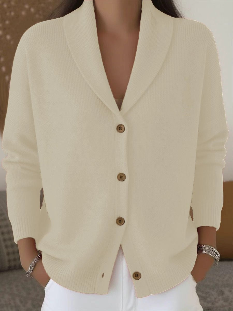 Women's Loose Knit Notch Lapel Long Sleeve Cardigan - image 8