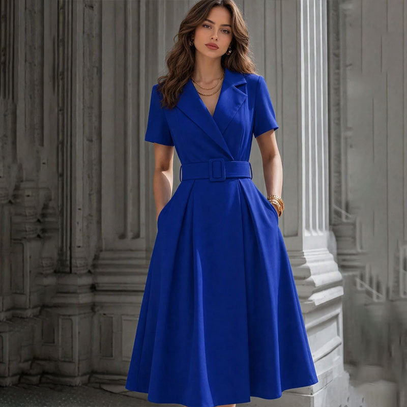 French Style V-Neck Tailored Dress - image 3