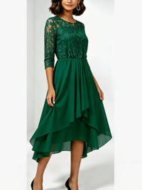 Chiffon Three-Quarter Sleeve Asymmetric Hem Dress - image 6