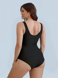 Plus Size Mint Green Ruffle Sleeve Color Block One-Piece Swimsuit - image 5