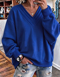 Women's Loose V-Neck Brushed Hoodie - image 9