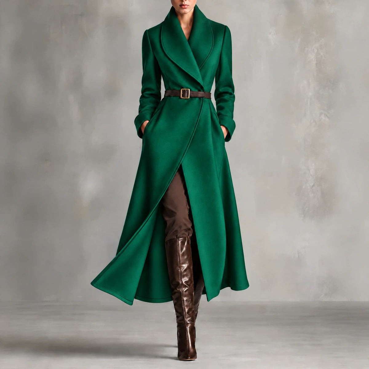 Women's Long Wrap Cape Collar Coat - image 4