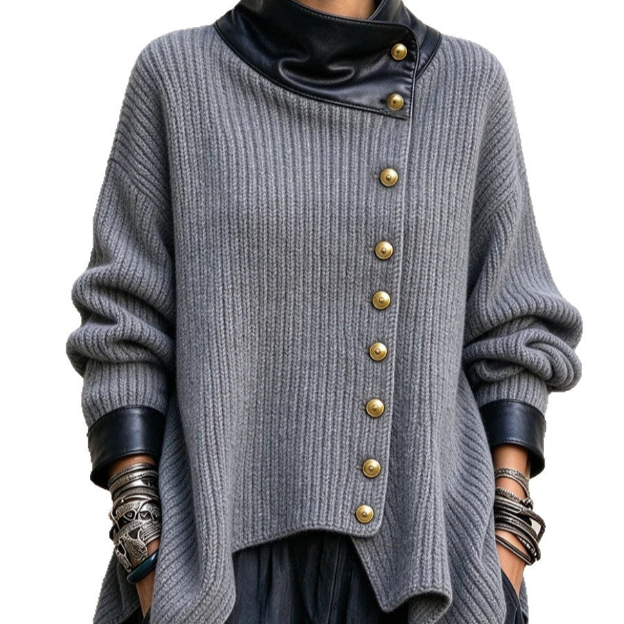Corduroy and Faux Leather Patchwork Coat - image 5