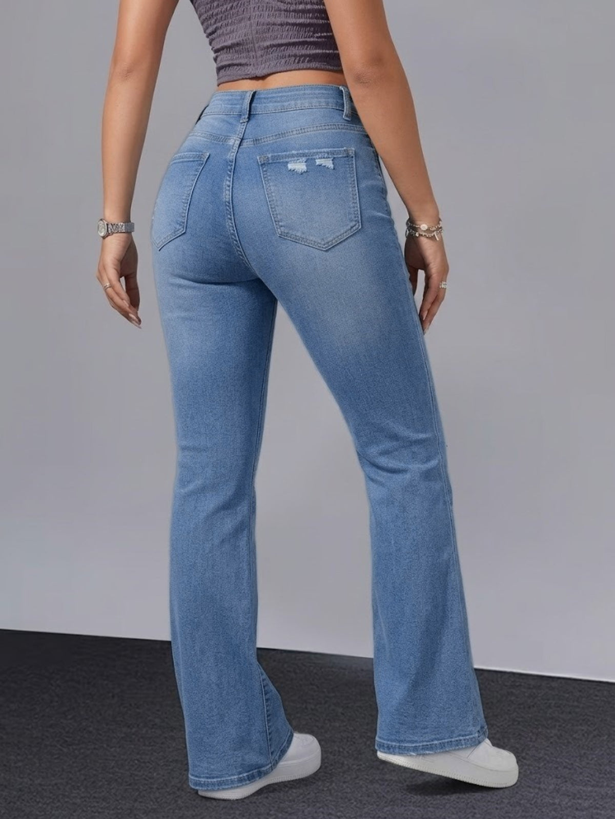 Distressed Cuffed Cropped Straight Leg Jeans - image 3