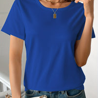 Casual Women's Round Neck Short Sleeve Sports Pure Cotton T-shirt - image 1
