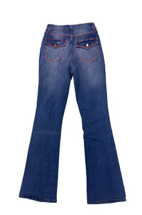 Western Jeans Women Embroidered Pocket Straight Leg Blue Denim Pants Vintage - image 7