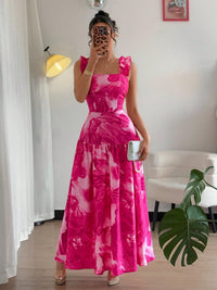 Women's Ruffle Trim Casual Maxi Dress - image 8
