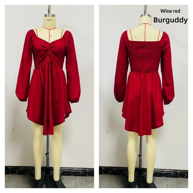 Women's V-Neck Twist Front Long Sleeve Dress - image 10