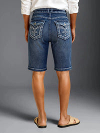 Bermudas de mezclilla elástica de tiro alto - image 4