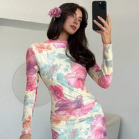 Floral Tulle Long Sleeve Maxi Dress - image 1