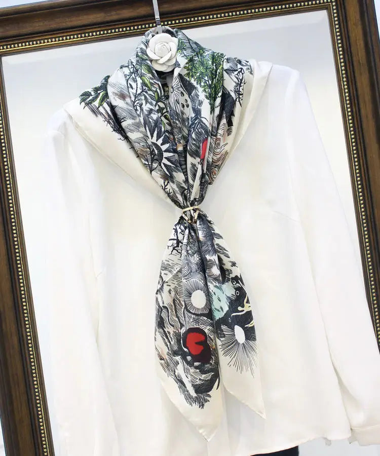 Pañuelo de seda floral dulce - image 7