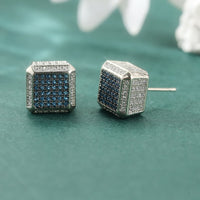 Square Blue Crystal Stud Earrings - image 1
