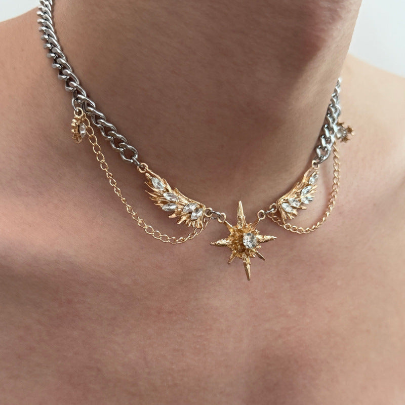 Star Double Layer Titanium Steel Necklace - image 3