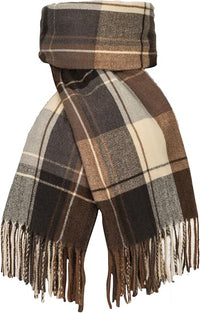 Women's Brown Plaid Oversized Blanket Scarf, Vintage Winter Shawl Wrap with Tassel Fringe - image 1