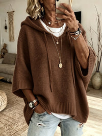 Loose Knit Hooded Pullover with Drawstring - image 9