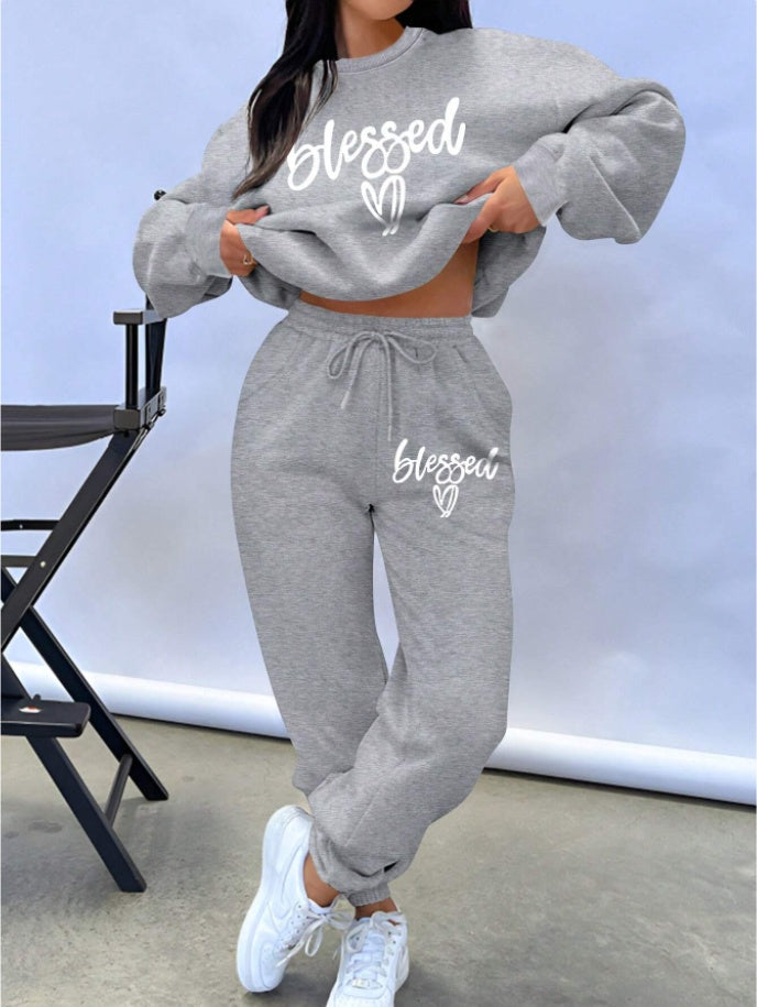 Hoodie Two-Piece Fashion Warm Plus Fleece Round Neck Sweatshirt - image 2