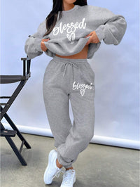 Hoodie Two-Piece Fashion Warm Plus Fleece Round Neck Sweatshirt - image 2