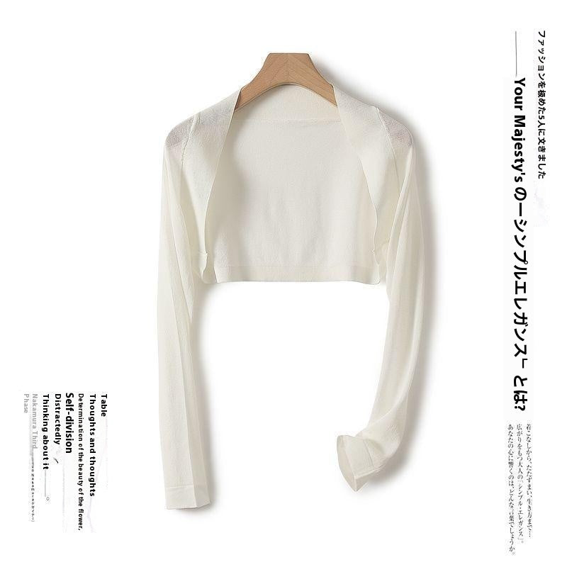 Shawl Outer Match Women's Summer Sun Protection Cardigan Short Ice Silk Knitted Air Conditioning Shirt - image 2