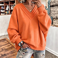 Women's Loose V-Neck Brushed Hoodie - image 1