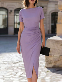 Elegant Solid Color Long Work Dress - image 10