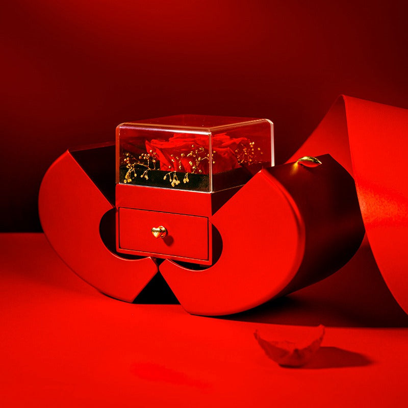 Caja de regalo para joyería de rosa de manzana roja - image 4