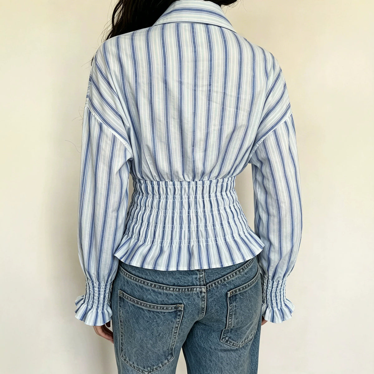Women's Vertical Stripe Pleated Shirt - image 2