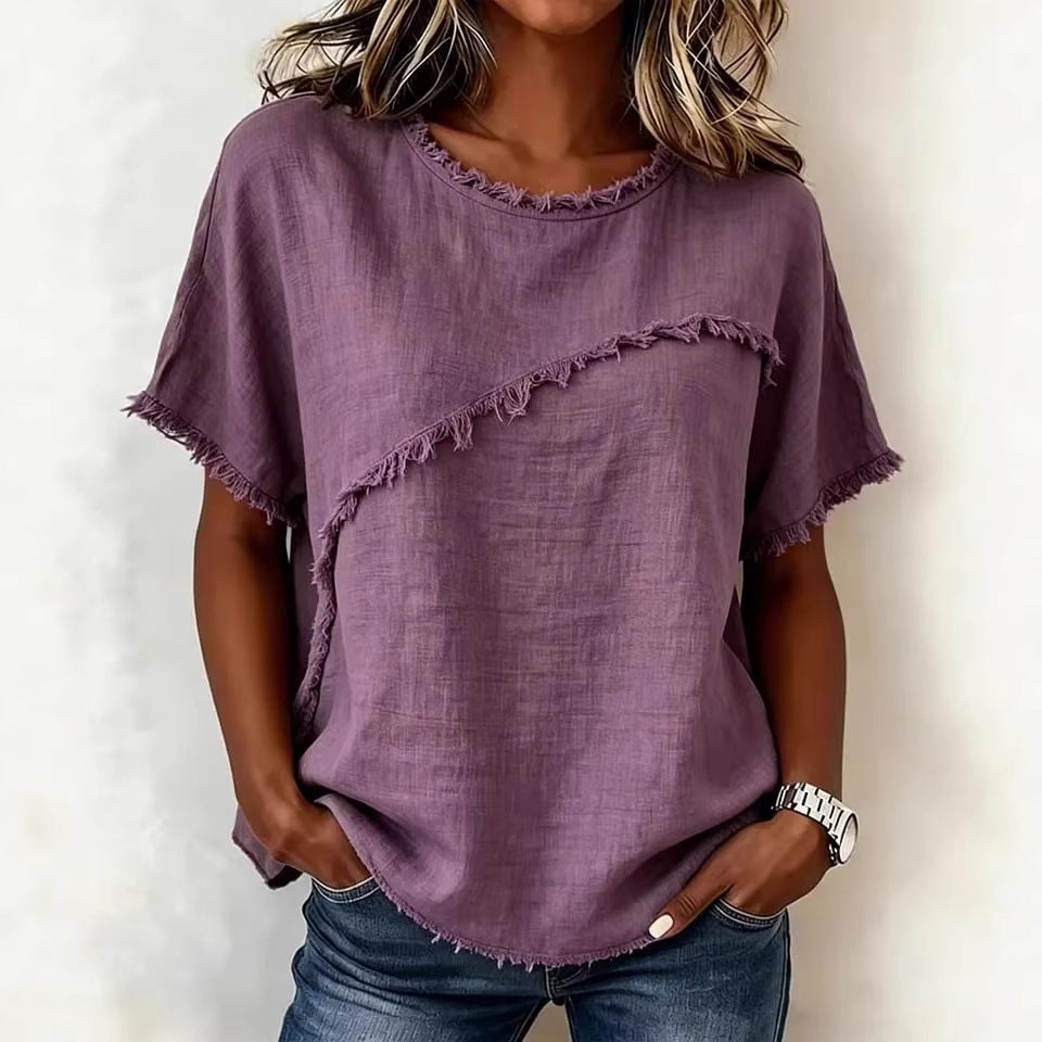 Women's Round-Neck Casual Loose Short-Sleeve Top - image 4
