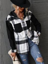 Plaid Print Drop Shoulder Hooded Coat - image 4