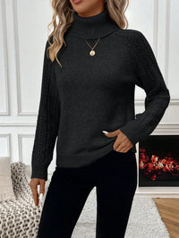 Women Solid Color Turtleneck Long Sleeve Casual Sweater - image 1