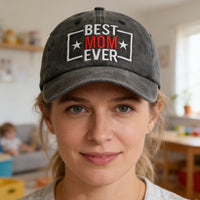Best Mom Ever Embroidered Baseball Cap, Vintage Washed - image 2