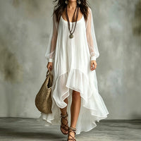 Women's Mesh Asymmetrical Flowy Dress - image 1