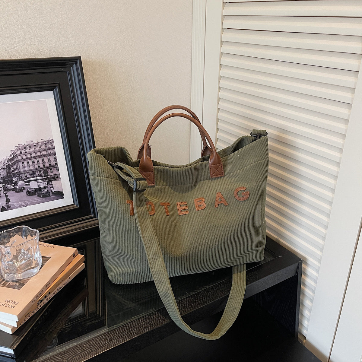 Corduroy Letter Print Tote Bag - image 10