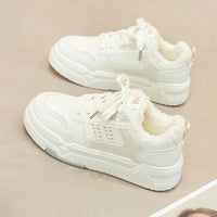 Women's Fleece-Lined White Canvas Sneakers - image 1