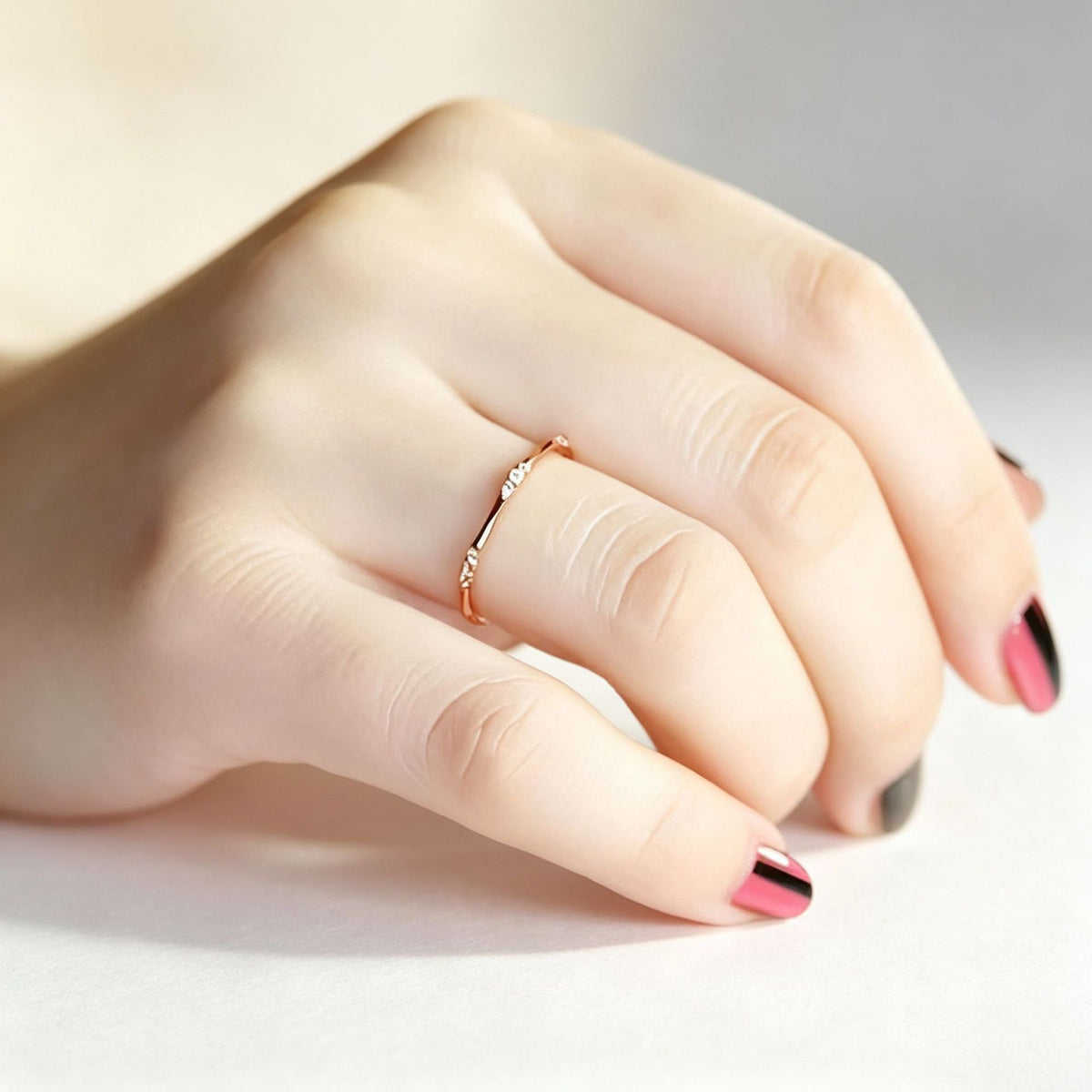 Ultra-Thin Bamboo Rhinestone Ring - image 4