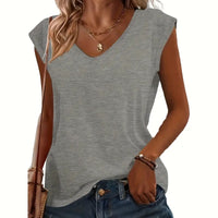 Women's 5-Pack V-Neck Solid Color Short Sleeve T-Shirts - Basic Casual Summer Tees - image 3