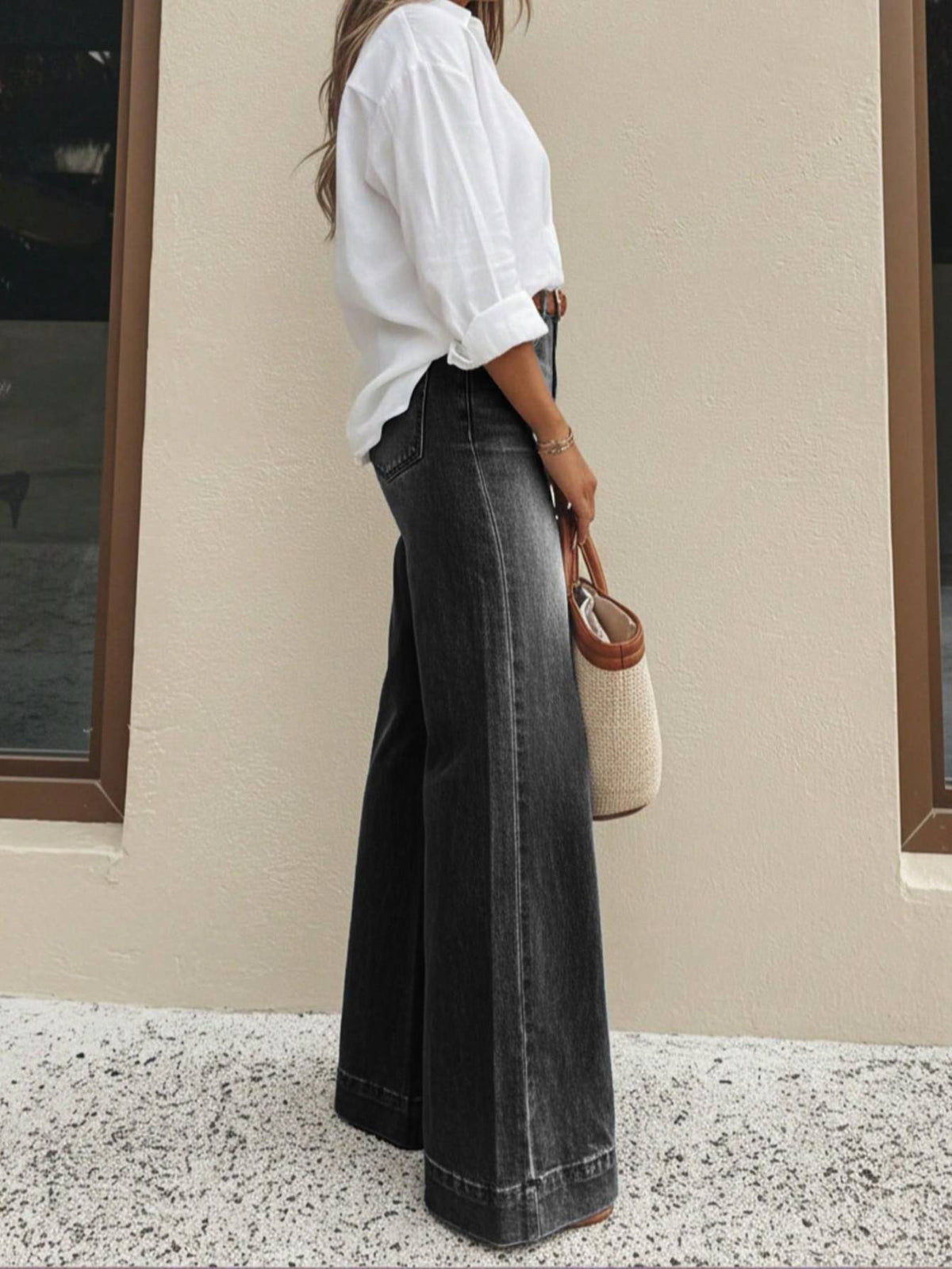 Vintage Washed Black Wide Leg Jeans - image 5
