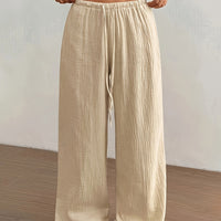 Women's Drawstring Wide Leg Casual Pants, Khaki - image 1