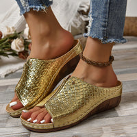 Fashion Crocodile-pattern Wedges Sandals Summer Outdoor Thick-soled Slippers Fish Mouth Shoes For Women - image 7