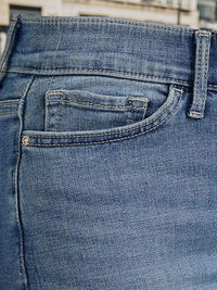 Women's High Waisted Slim Straight Leg Jeans, Deep Blue Stretch Denim, Machine Washable - image 5